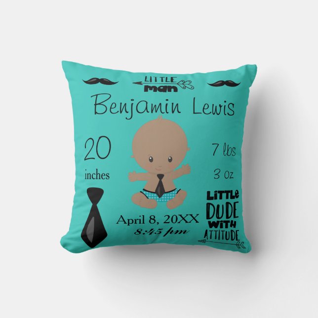 African American Baby Keepsake Throw Pillow (Front)