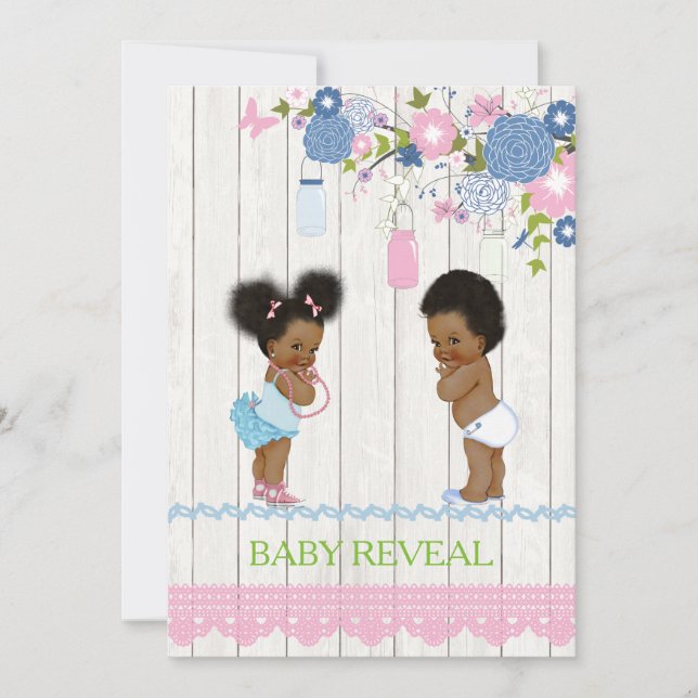 African American Baby Reveal Baby Shower Invitatio Invitation (Front)