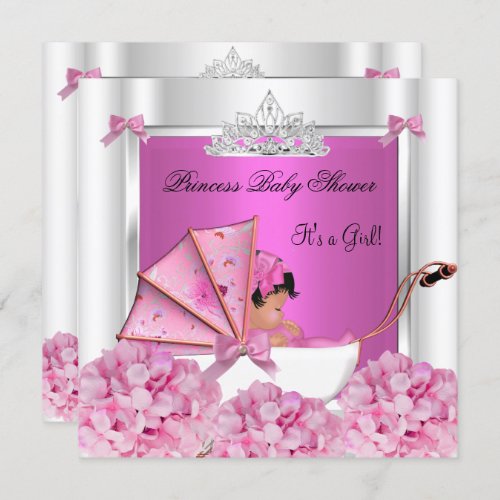 African American Baby Shower Baby Girl Pink Invitation