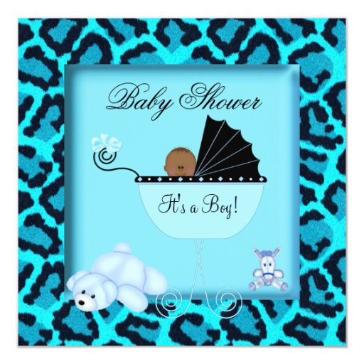 Animal Print Baby Boy Shower Invitations 1