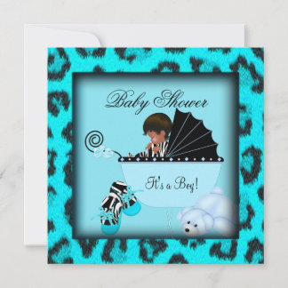 African American Baby Shower Boy Zebra Animal Invitation