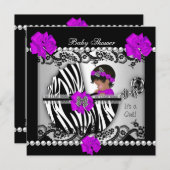 African American Baby Shower Cute Baby Girl Zebra Invitation (Front/Back)