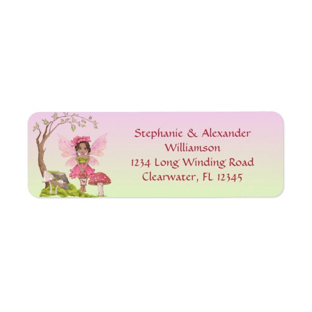 African American Baby Shower Fairy Address Label (Front)