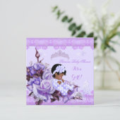 African American Baby Shower Girl Butterfly Lilac Invitation (Standing Front)