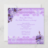African American Baby Shower Girl Butterfly Lilac Invitation (Back)
