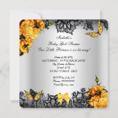 African American Baby Shower Girl Butterfly Yellow Invitation (Back)
