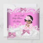 African American Baby Shower Girl Pink Baby Teacup Invitation (Front)