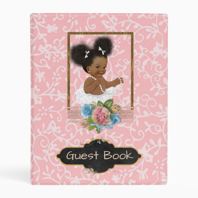 African American Baby Shower Guest Book Mini Binder (Front)