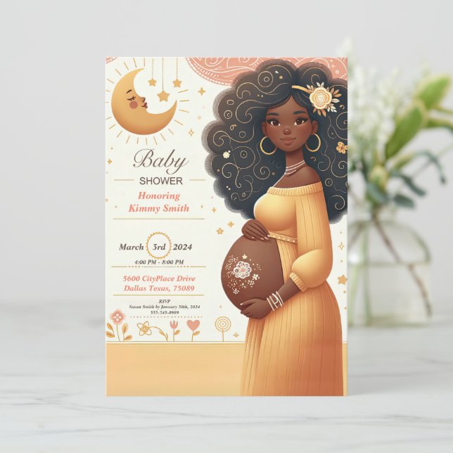 African American Baby Shower Invitation (Standing Front)