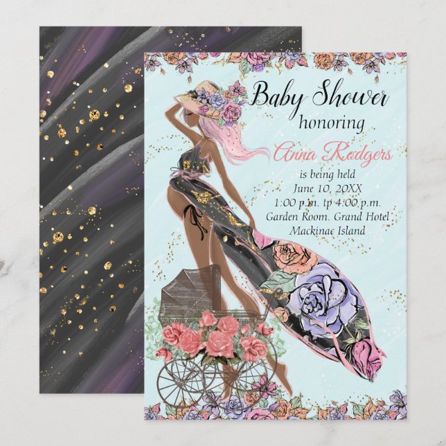 African American Baby Shower Invitation (Front/Back)