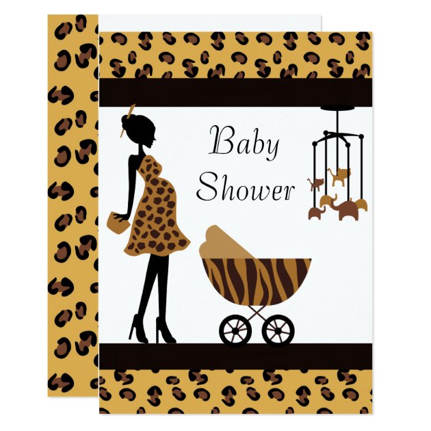 African American Baby Shower Invitation Safari