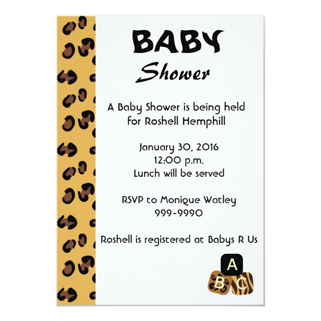 African American Baby Shower Invitation Safari