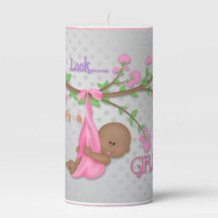 African American Baby Shower Party Girl Candle