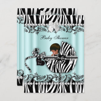 African American Baby Shower Zebra Boy or Girl Invitation