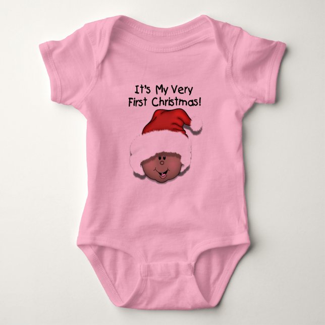 African American Baby's 1st Christmas Baby Bodysuit (Front)