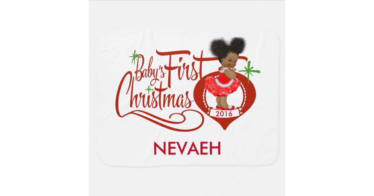 African american baby s first christmas blanket zazzle