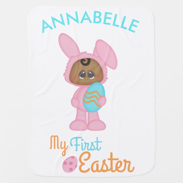 African American Baby's First Easter Baby Blanket (Front)