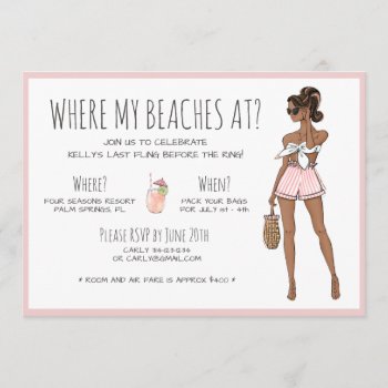 African American Bachelorette Beach Party Weekend Invitation by partypapercreations at Zazzle