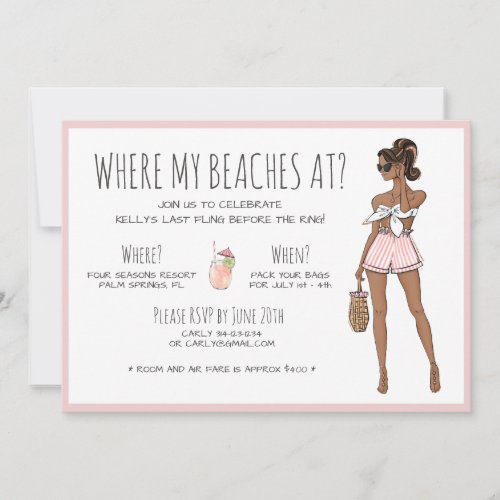 African American Bachelorette Beach Party Weekend Invitation