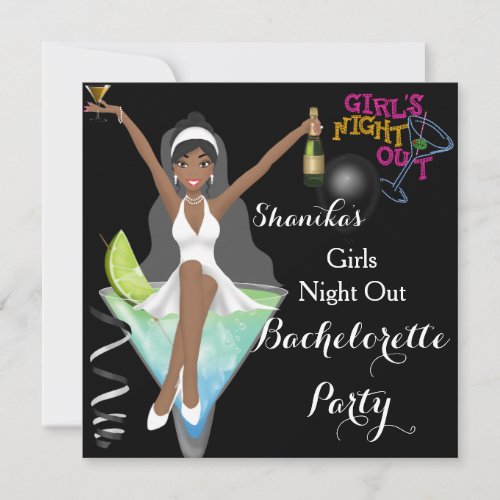 African American Bachelorette Party Cocktails Invitation