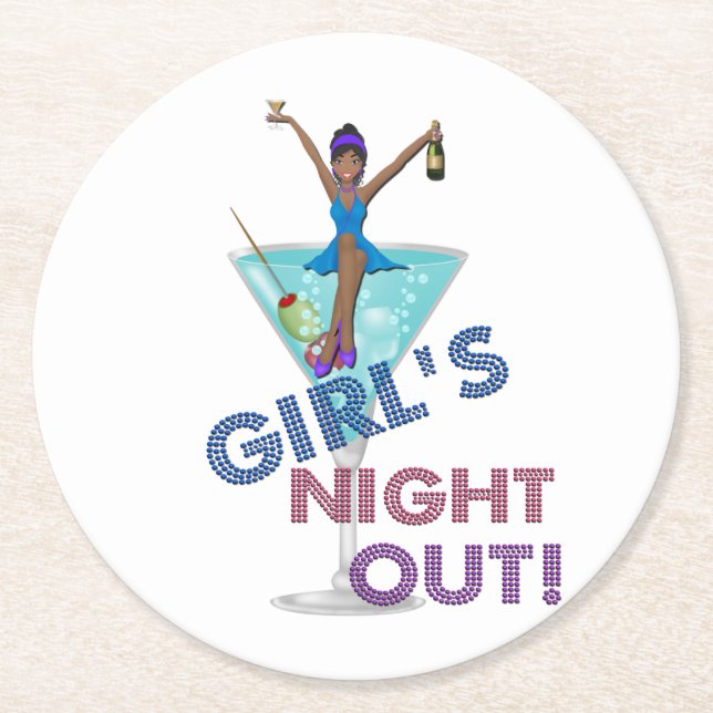 African American Bachelorette Party Round Paper Coaster (Front)