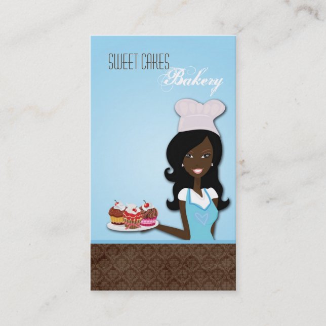 African American Baker Cup Cakes Business Card (Front)