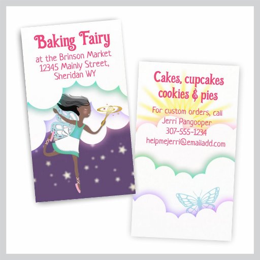 Customizable African American baker pastry chef kitchen fairy b Business Card Templates