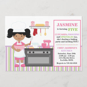 African American Baking Birthday Party Invitation