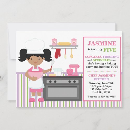 African American Baking Birthday Party Invitation