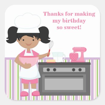 African American Baking Birthday Party Sticker by eventfulcards at Zazzle