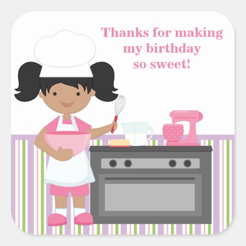 African American Baking Birthday Party Sticker