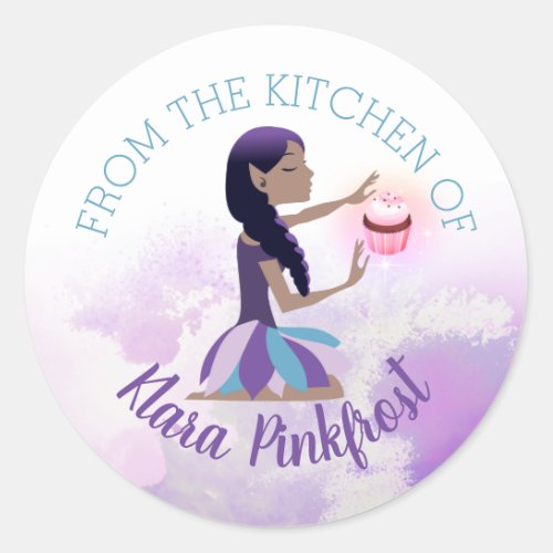 African American baking fairy from the kitchen of Classic Round Sticker