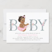 African American Ballerina Baby Shower Invitations (Front)