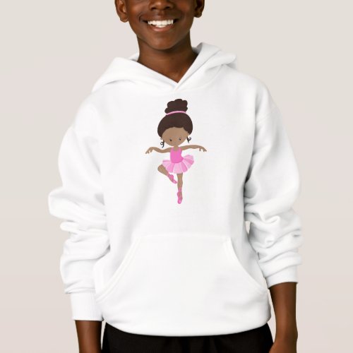 African American Ballerina Ballet Girl Pink Tutu Hoodie