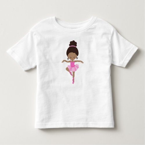 African American Ballerina Ballet Girl Pink Tutu Toddler T_shirt