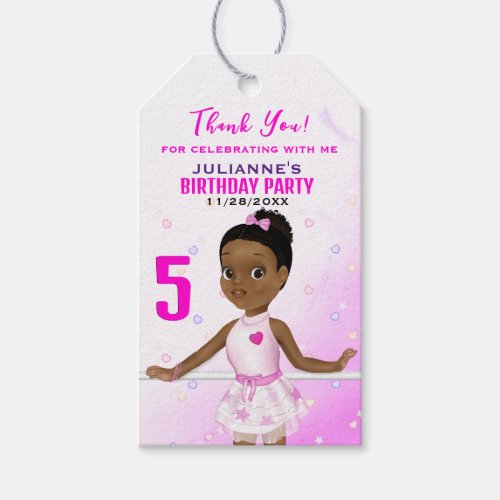 African American Ballerina Birthday Gift Tags