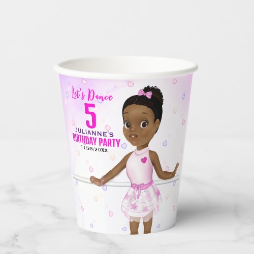 African American Ballerina Birthday Paper Cups