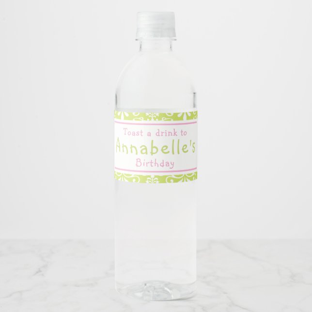 African American Ballerina Birthday Party Water Bottle Label (Front)
