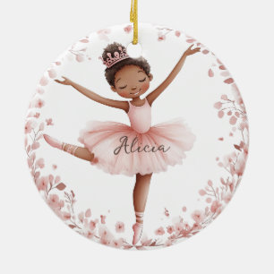 African American Ballerina Ceramic Ornament