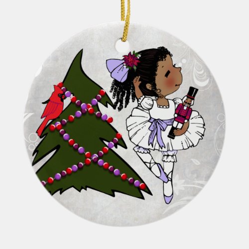 African American Ballerina Christmas Ornament