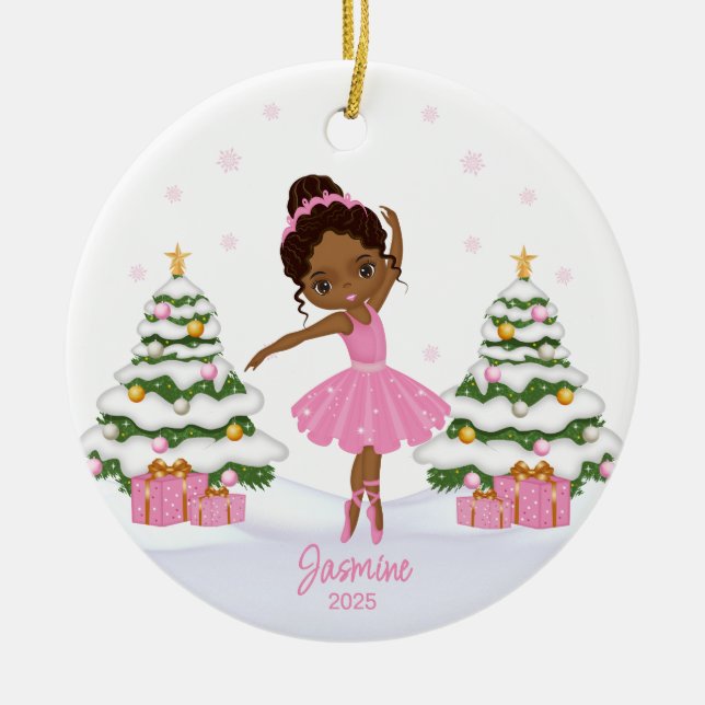 African American Ballerina Christmas Ornaments (Front)