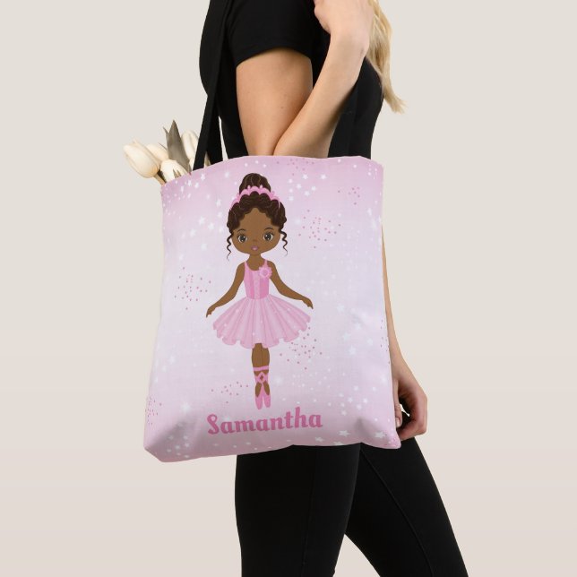 African American Ballerina Customized Tote Bag (Close Up)