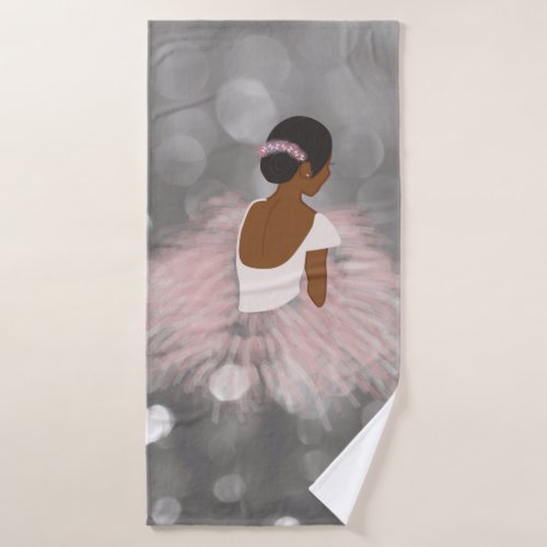 African American Ballerina Dancer Bath Towel Set