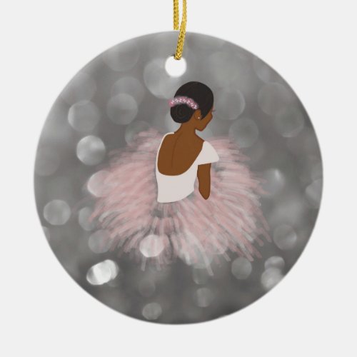 African American Ballerina Dancer Ceramic Ornament