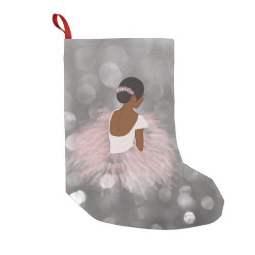 African American Ballerina Dancer Small Christmas Stocking