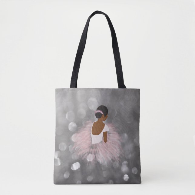 African American Ballerina Dancer Tote Bag (Front)