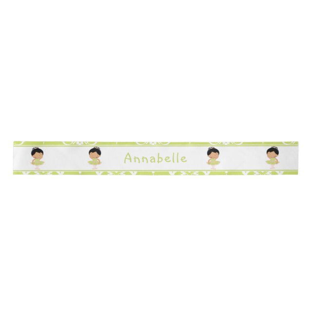 African American Ballerina Gift Satin Ribbon (Front)
