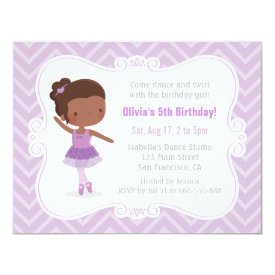 African American Ballerina Girl Birthday Party Card