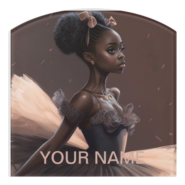 African American Ballerina , girl who loves ballet Door Sign (Contour Front)