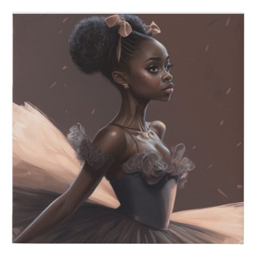 African American ballerina  girl who loves ballet Faux Canvas Print